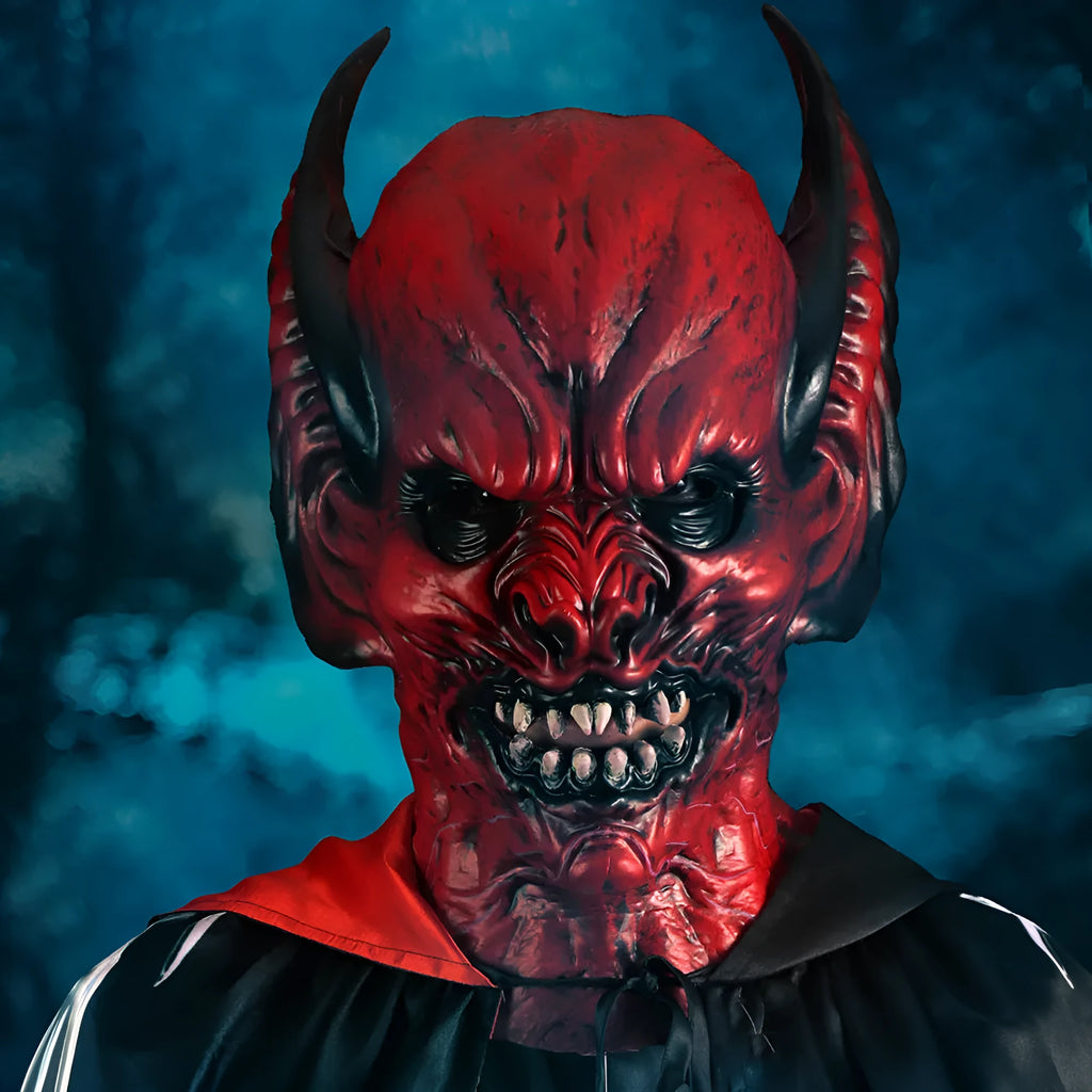 Red bat horror mask for adult Halloween and party costume dress-up.