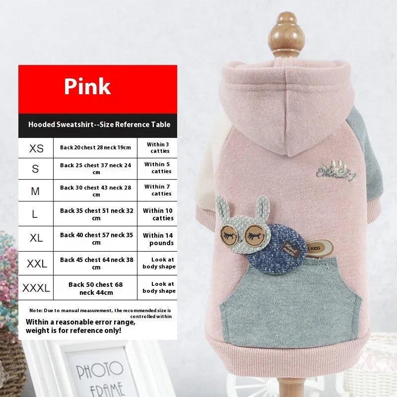 Brown cotton dog sweatshirt pet clothing shown on a canine model