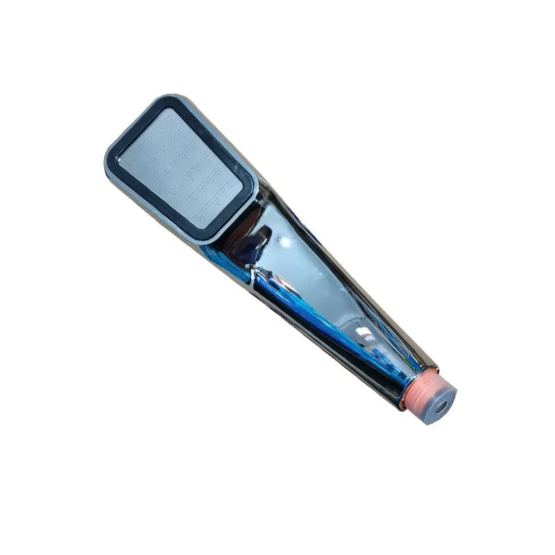 Orange hand-held pressurised shower head with rain spray function