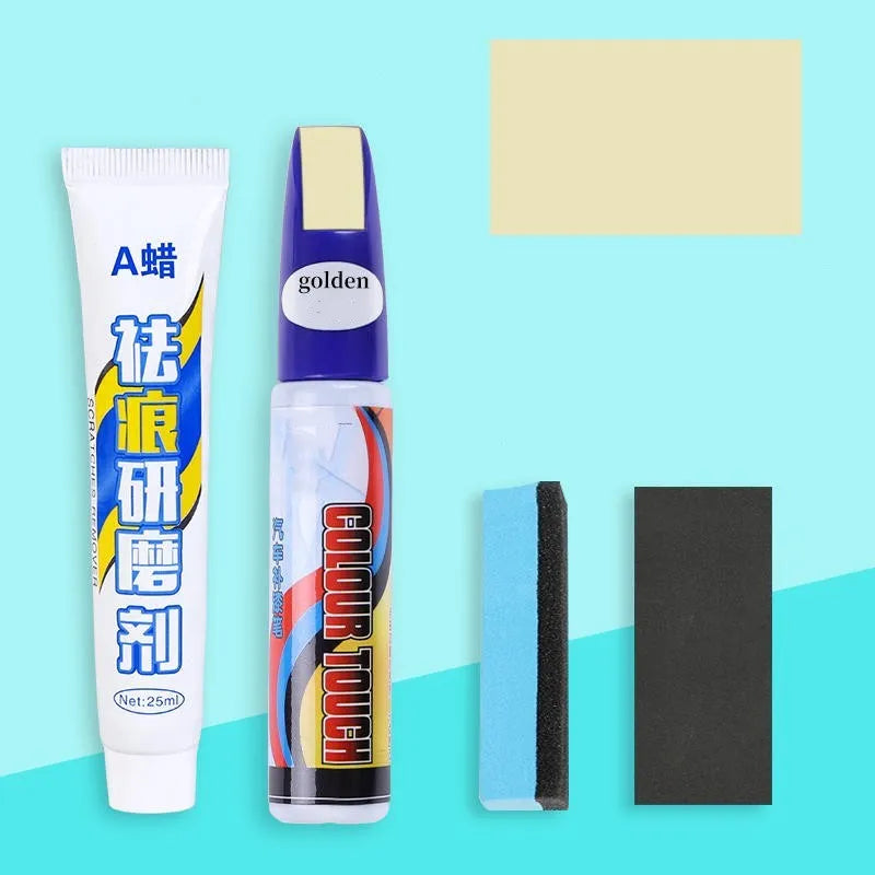 Automotive paint repair kit with touch-up pen, Scratch A wax, sponge, and sandpaper for car scratch repair