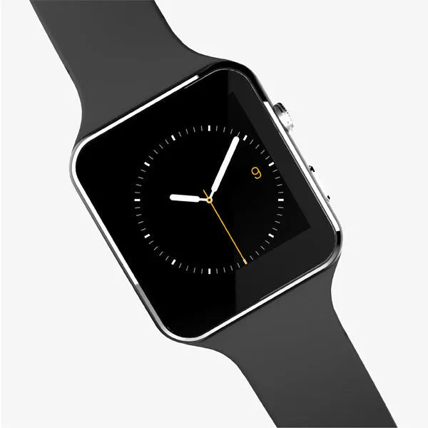 Smart watch with 1.54 inch IPS display and silicone strap in black, gold or white