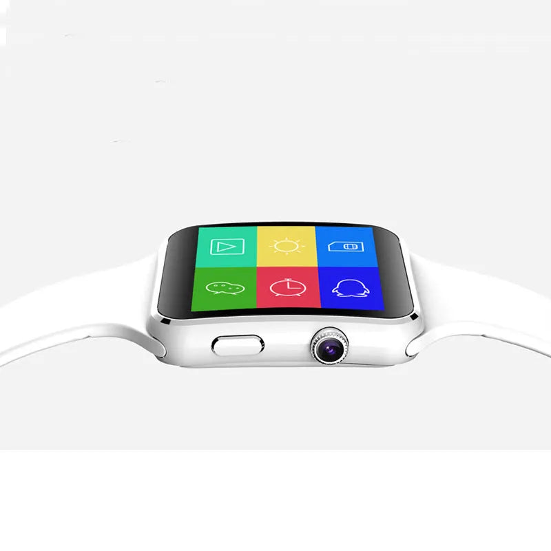 Smart watch with 1.54 inch IPS display and silicone strap in black, gold or white