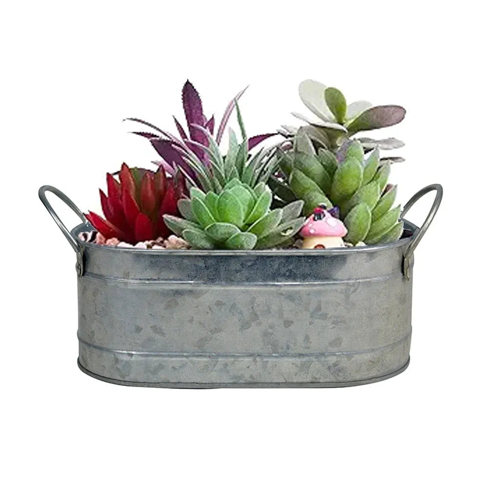Iron sheet desktop succulent flowerpot with corrosion-resistant finish