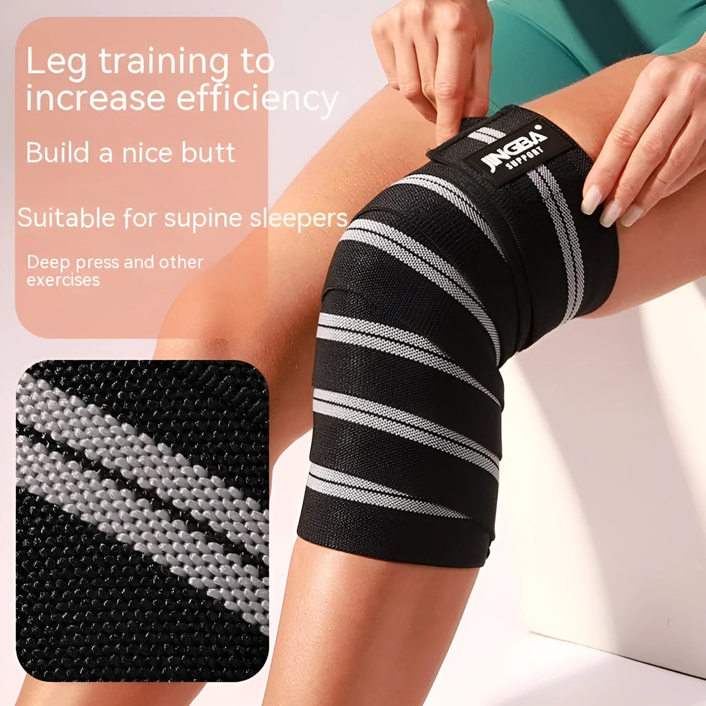 Sports knee pads for weightlifting and cycling in adjustable free size with blue, yellow, red, or grey colour options