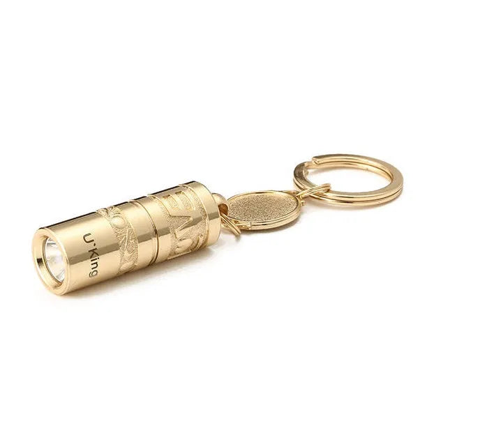 Gold zinc alloy waterproof LED keychain torch for outdoor emergency use