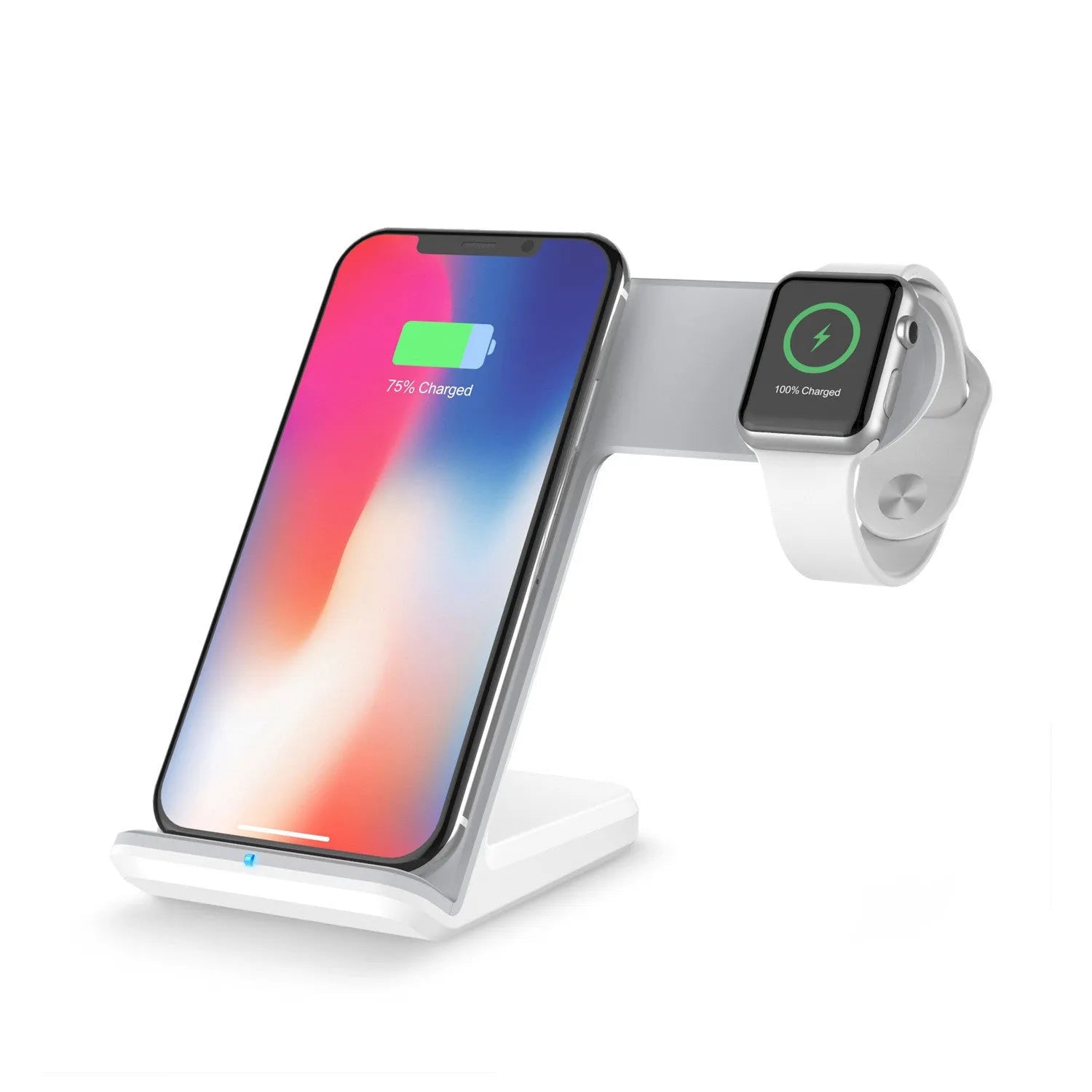 Black or white mobile phone wireless charger with silicone surface and Type-C cable