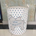 Cotton linen storage bucket with five-pointed star and horse design in a home setting