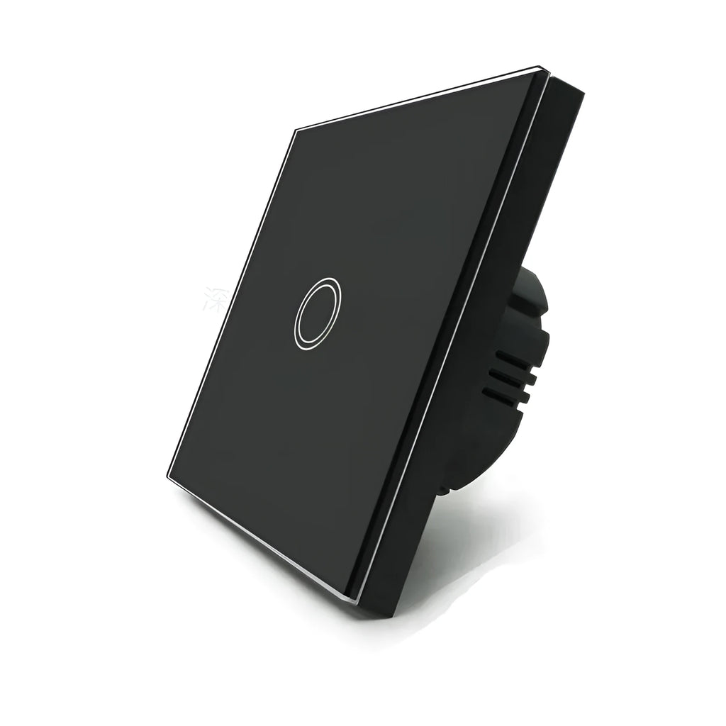 86mm tempered glass touch light switch in black, golden, or white colour options