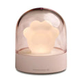 Grey and pink cat paw shaped USB rechargeable night light with rotating dynamic lighting
