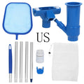 Swimming pool cleaning tool set with fine mesh suction head, long rod, and ABS construction, 556g
