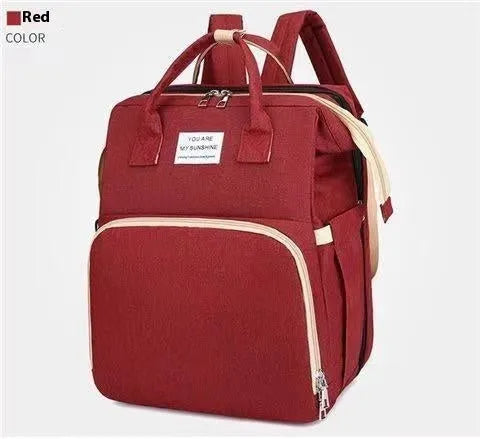 Lightweight nylon mother and baby bag with USB port, curved shoulder strap, shown in blue colour.
