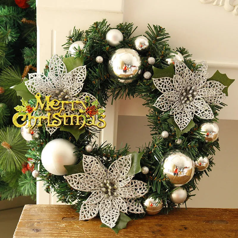 30cm multicoloured plastic Christmas wreath for door and garden decoration