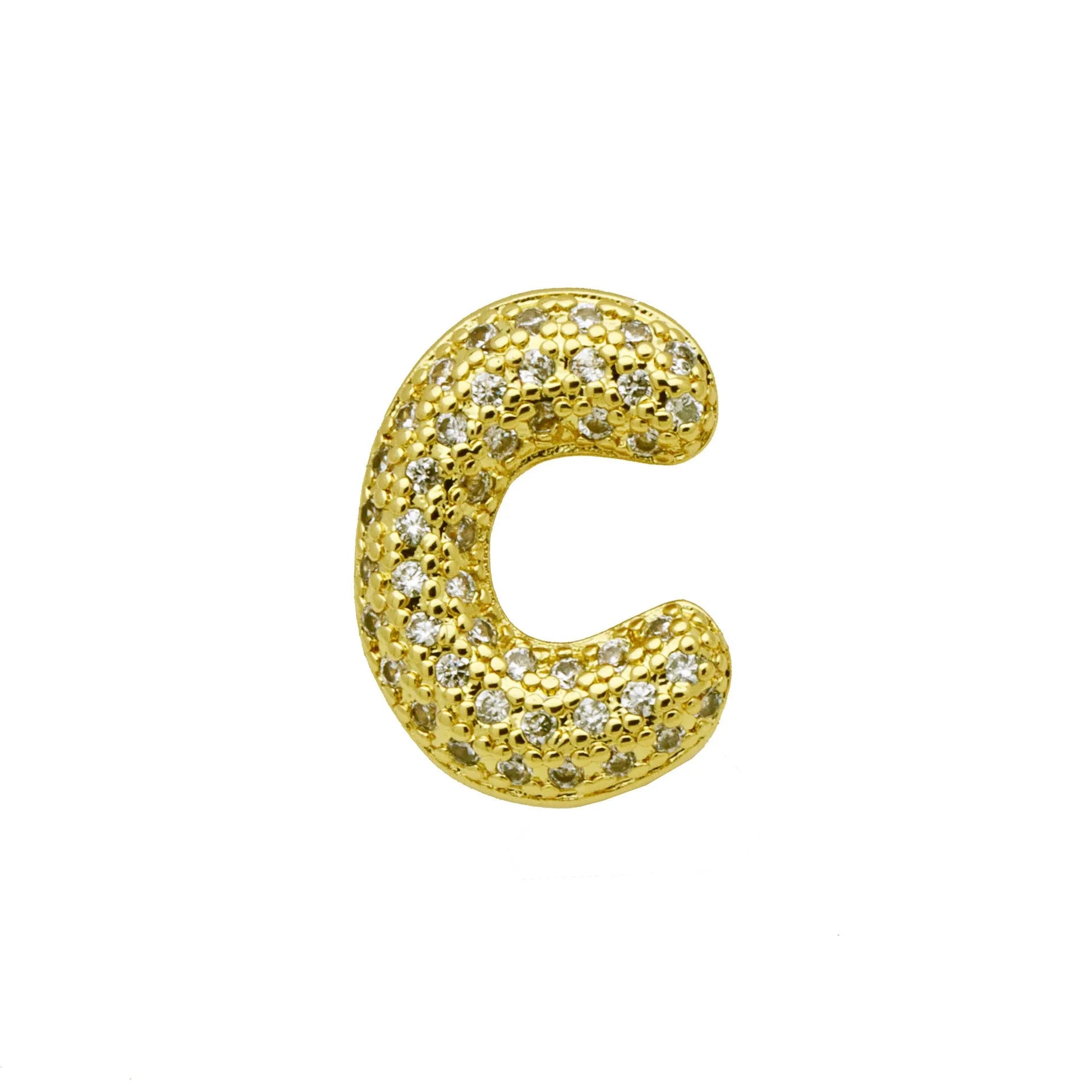 Copper letter bracelet with zirconium inlay showing detailed English character modelling in gold finish