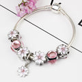 Magnolia flower alloy bracelet, unisex, available in 18cm, 19cm and 20cm sizes