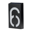 Solar powered house number light with white LED illumination and wall mounting bracket