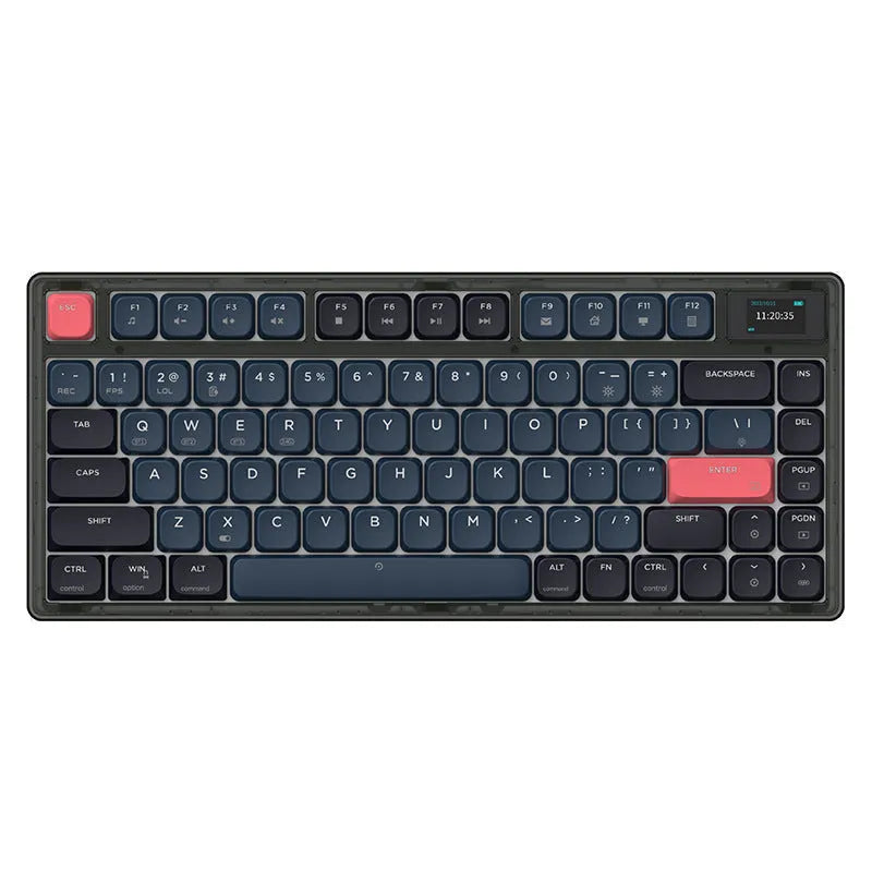 Ajazz AK832PRO green mechanical keyboard with colour screen, compact 81-key layout, and RGB lighting.
