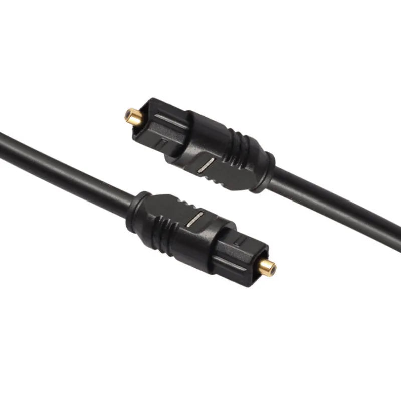 Black Toslink digital optical audio cable with square connectors, 2 metres long