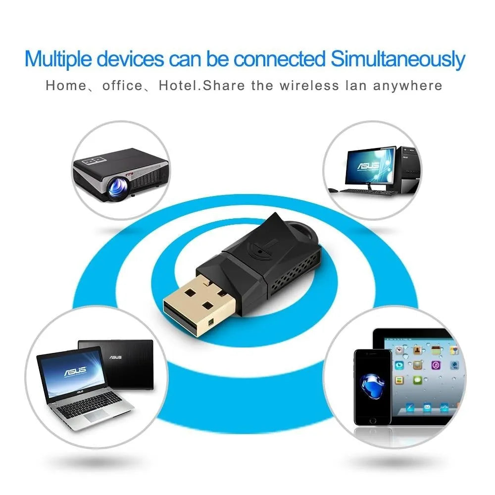 Rocketek WL3AT black USB Ethernet network card with 600Mbps speed