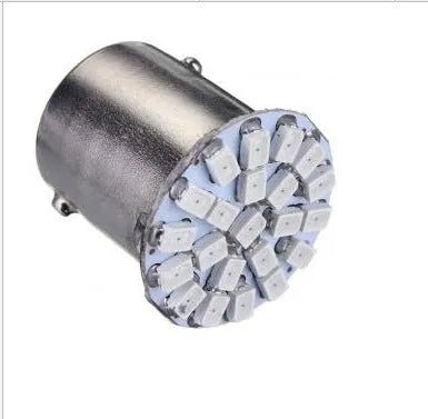 1156 1157 automotive LED bulb with 22 white LEDs for brake and turn signals.