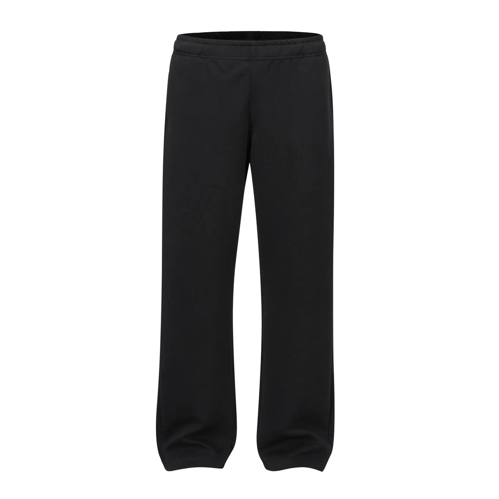 Men's grey cotton straight-leg trousers with wide fit and mid-waist design