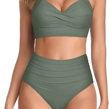 Split bow bikini with backless design and high elasticity in multiple colours for women