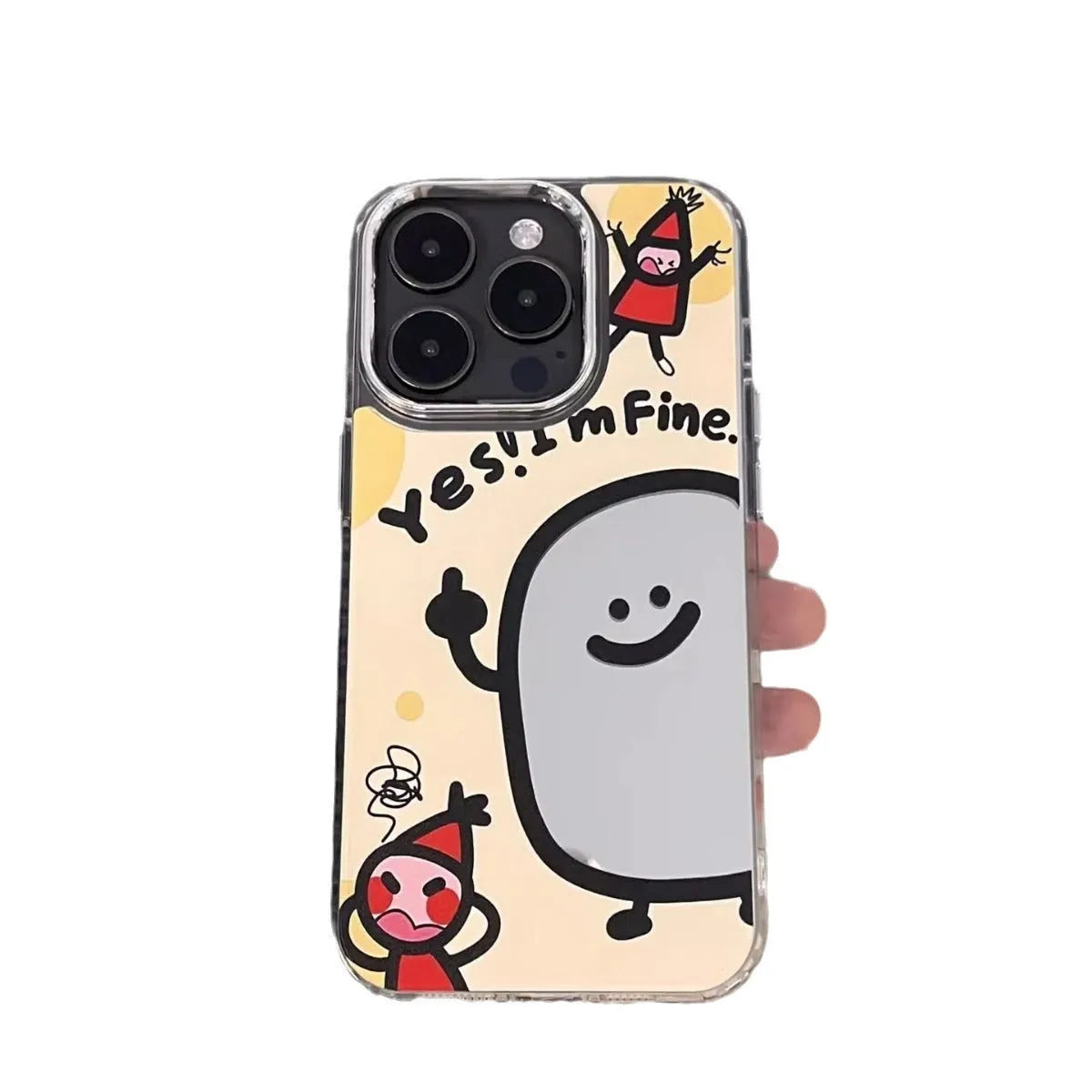 PC drop-resistant mirror phone case with fun potato chips design for Apple iPhone 11 to 16 series