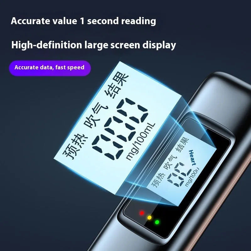 C10 Black alcohol tester with screen display, high precision breath detector, ABS housing