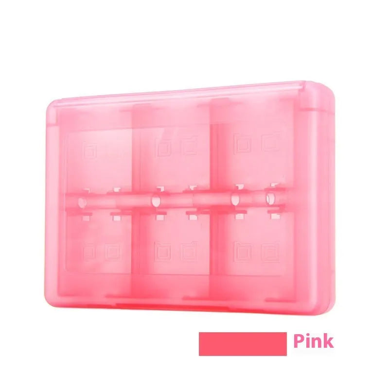 Black NDS 3DS 28-game card storage box made of PP plastic, showing its size and card slots.