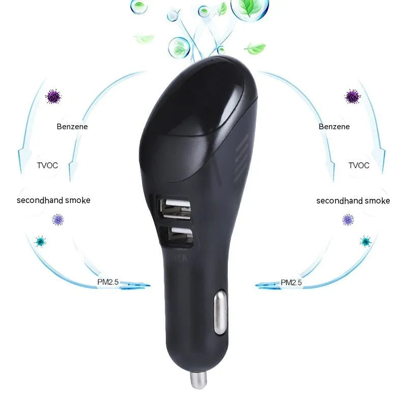 White car USB charger and air purifier unit for vehicle power sockets