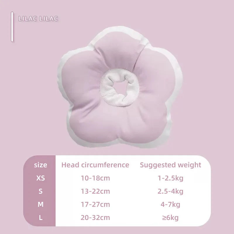 Adjustable cotton flower collar for cats in various colours on a white background