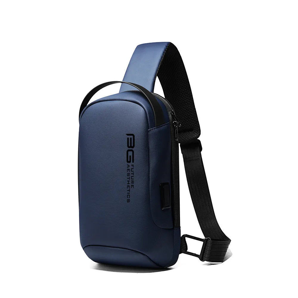 Men's business shoulder bag with USB charging port in Oxford cloth