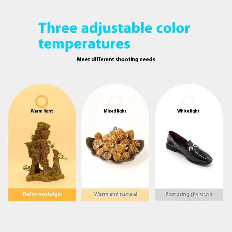 50cm collapsible studio light box with USB-powered three-colour temperature LED panels