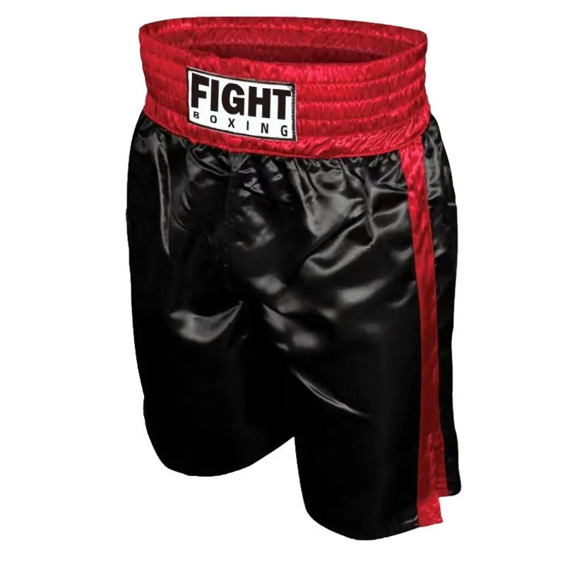 Boxing shorts for kickboxing in multiple colour combinations with striped waistband designs, sizes XS to XXXL