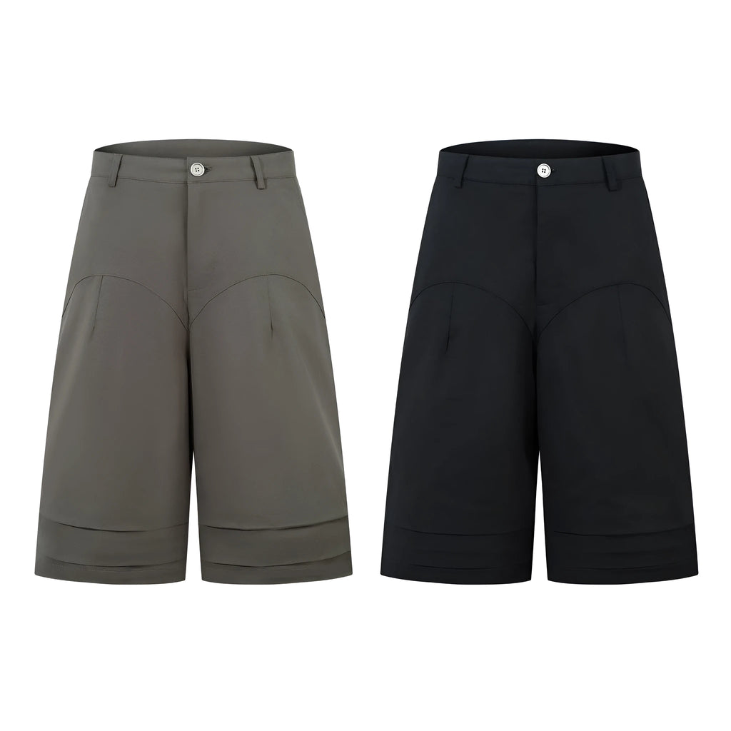 Retro wide leg straight cut denim trousers in mid-calf length, shown in black colour with loose fit silhouette