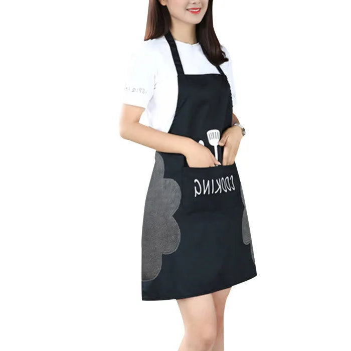 Korean style waterproof sleeveless apron with coral velvet trim in various colours