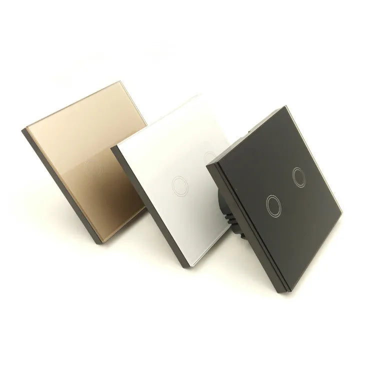 86mm tempered glass touch light switch in black, golden, or white colour options