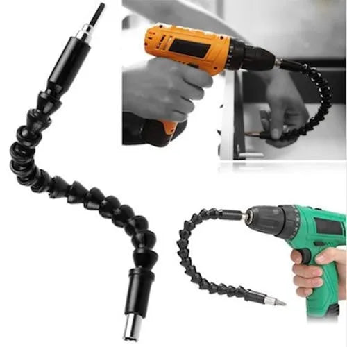 Black flexible shaft drill bit holder with 295mm total length and 1/4-inch hex shank for screwdriving in narrow spaces