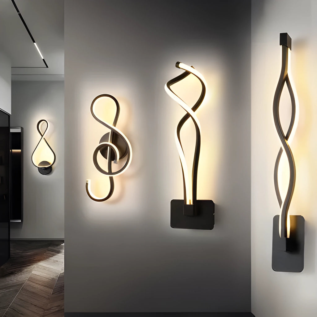 Nordic minimalist LED wall lamp with silicone shade in black finish on a white wall.