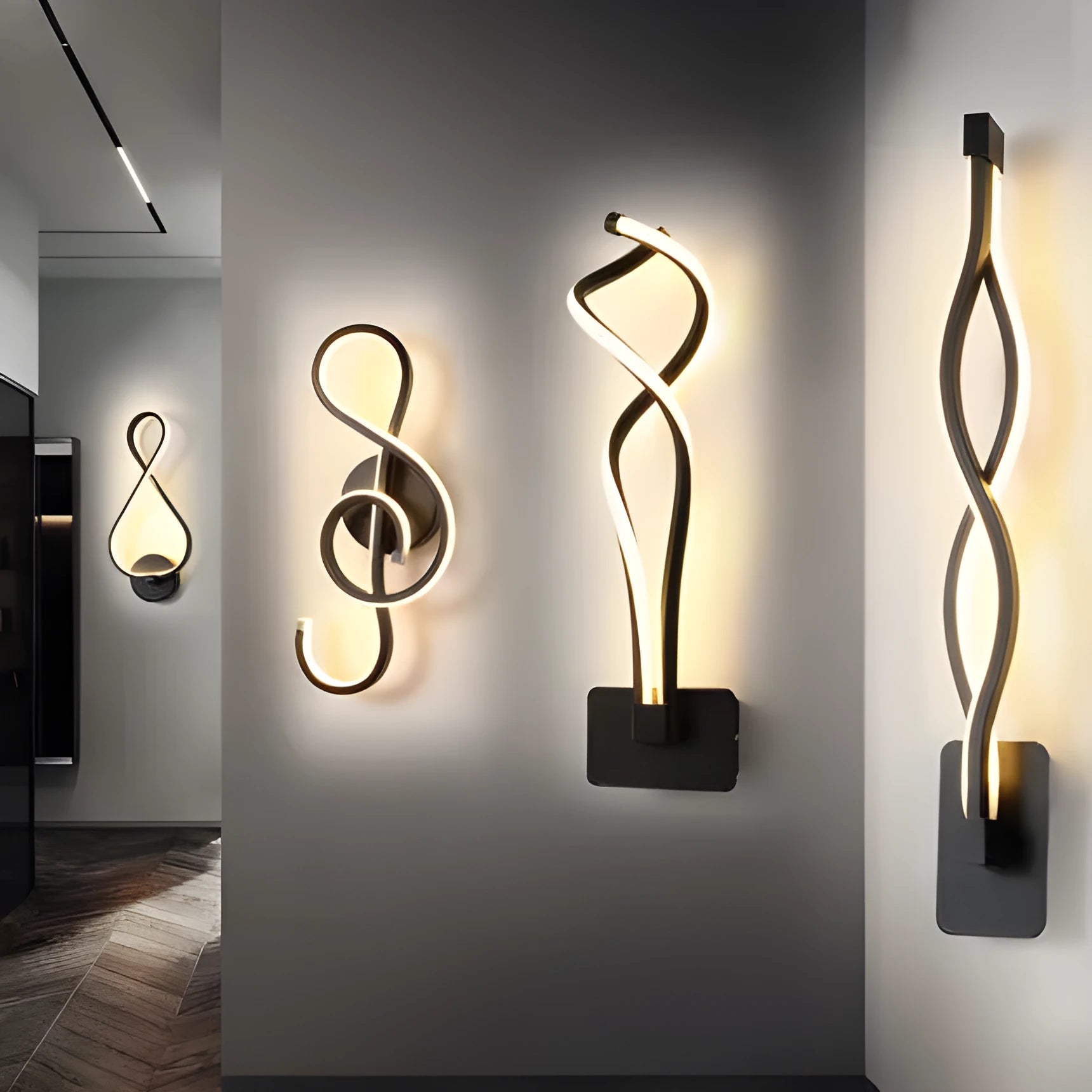 Nordic minimalist LED wall lamp with silicone shade in black finish on a white wall.
