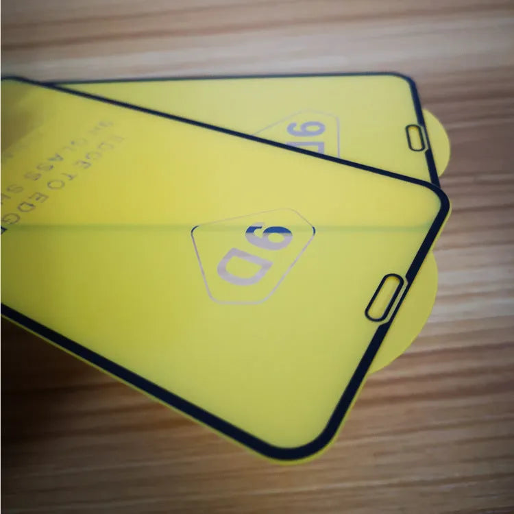 Black tempered glass screen protector for Xiaomi phones showing full coverage design