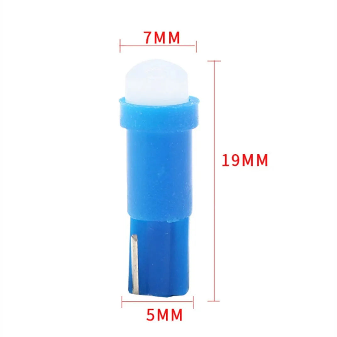 T5 LED car bulb in multiple colours for dashboard and instrument panel lighting