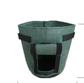 Non-woven breathable potato plant growth bag with side window and double handles in black colour