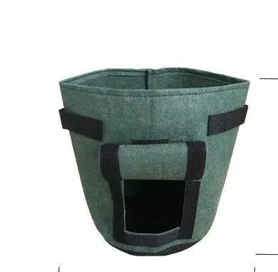 Non-woven breathable potato plant growth bag with side window and double handles in black colour