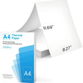 Pack of white A4 thermal paper sheets for portable thermal printers