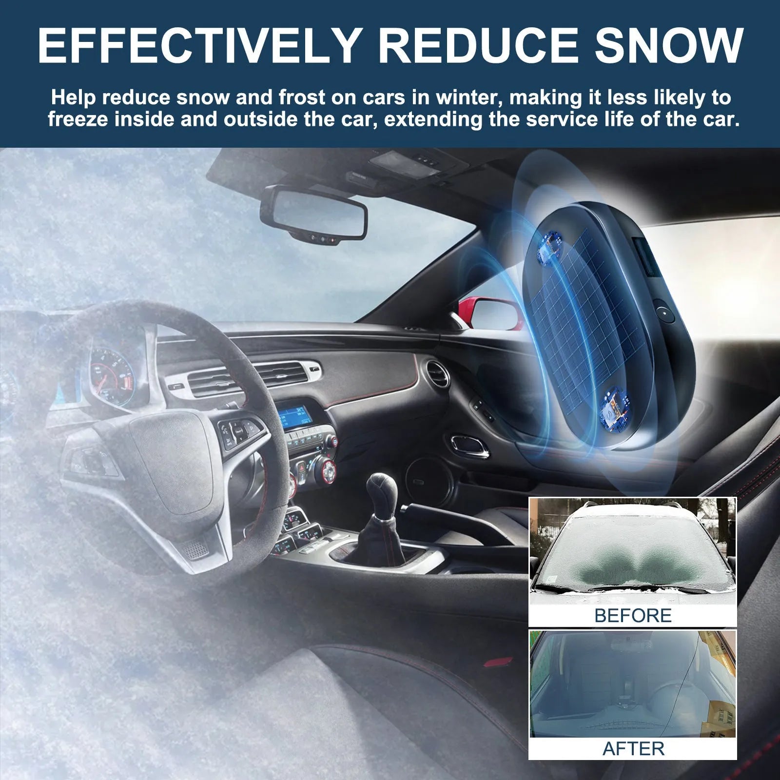 Portable car de-icer tool with dimensions 5cm x 2.6cm x 1.5cm for windshield and mirror ice removal