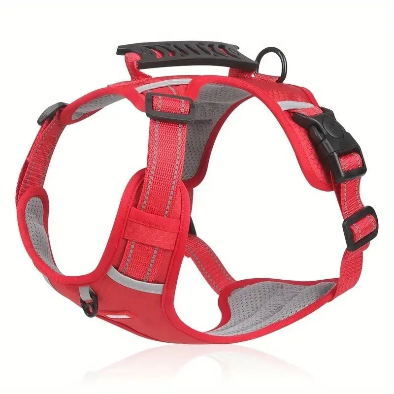 Polyester dog chest harness and rope set in multiple colours and sizes for secure pet control.