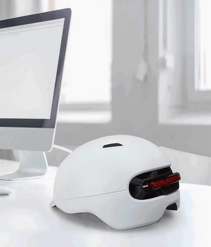 Urban light riding helmet in white with EPS PC construction side view