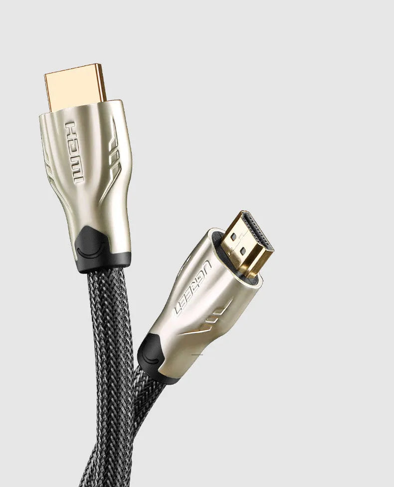 5 metre long black High Speed HDMI cable with gold-plated connectors on a white background.