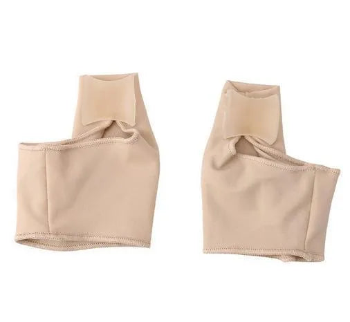 Corrective bunion relief socks with silicone gel toe separator in small, medium, and large sizes.