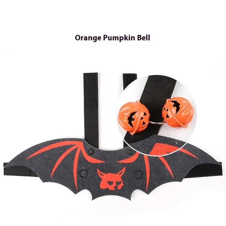 Halloween batwing cat costume in felt material with optional jingle bells